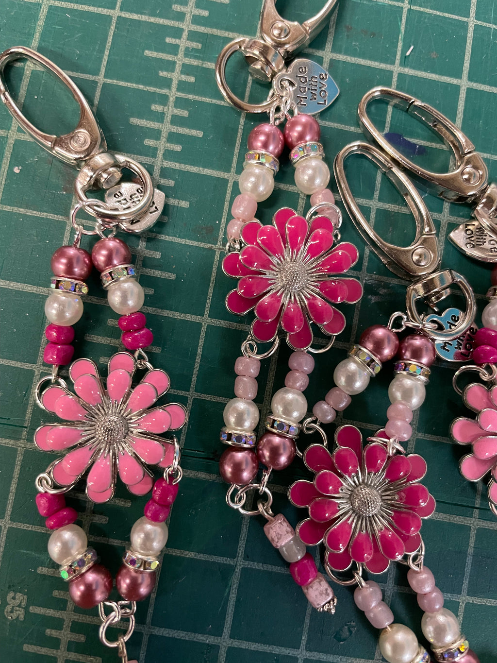 Pink Floral Scissor Charm