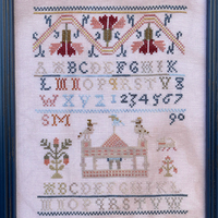 Birds on the Temple - Antique Sampler Reproduction