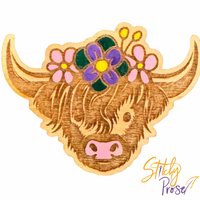 Wooden Highland Coo needle minder